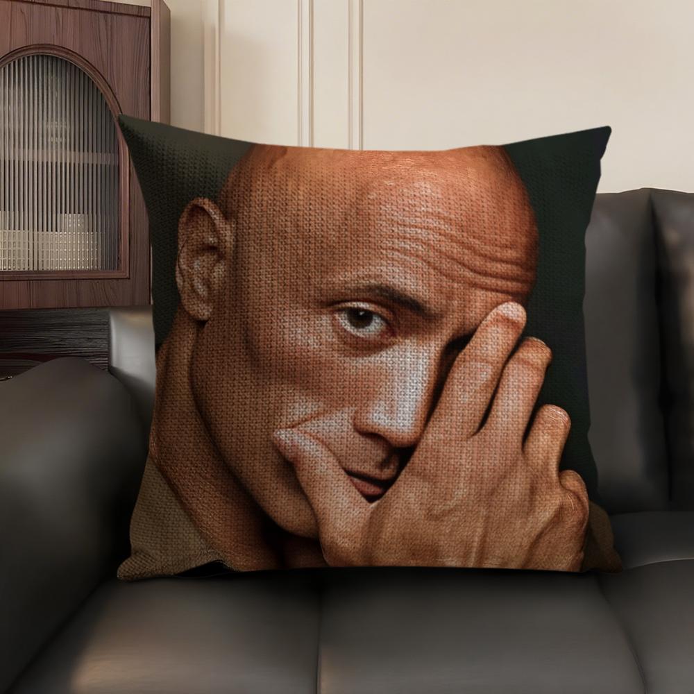 The RRock DDwayne Cushion Cover Natural Linen Organic Fabric DoubleSided Printing Sofa Home Decor Gift Pillow Case