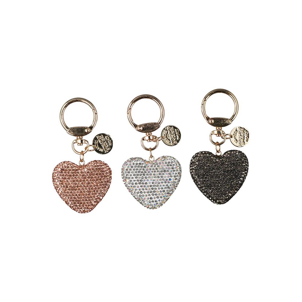 Interior Accessories Rhinestone Metal Key Ring Keys Holder Crystal Keyring Love Heart Keychain