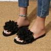 Women's Fashionable Round Toe Open-Toe Flat Sandals Elegant Sexy Beach Slippers Summer Non-Slip Comfortable Lightweight Slippers