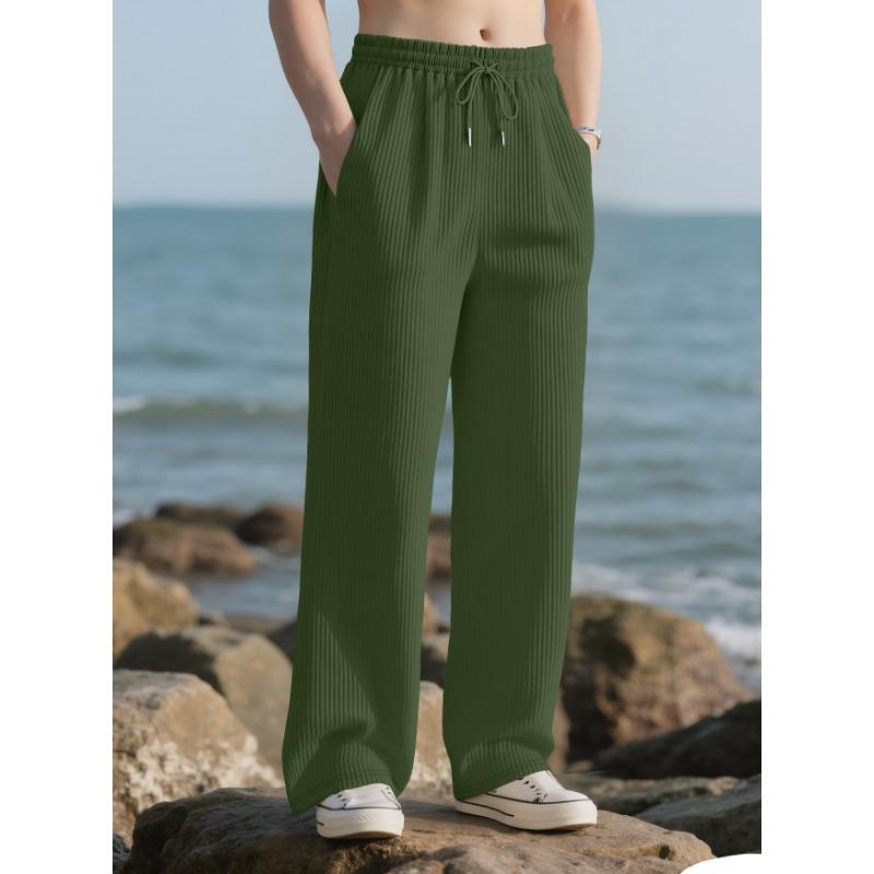 Men S Loose Fit Striped Straight Leg High Waist Trousers