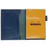 Обложка Rhodia 14 Горизонтальная из Натуральной Кожи в Комплекте с Блокнотом Номер 1. держатель, (Сделано в Японии), (Синий кобальт)