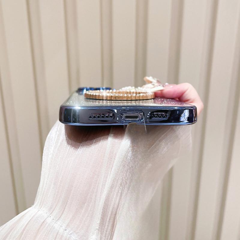 Чехол для Huawei Nova 15 Pro Max с бантом, зеркалом для макияжа, роскошный, блестящий, градиентный, прозрачный, с покрытием, с блестками, тонкий, для девушек, задняя крышка для Huawei Nova15 Pro Max