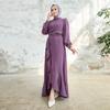 Women Evening Dress with Volan Skirt Embroidered Waist Hijab Clothing
