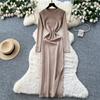 Split Slim Waist Dress for Women Autumn 2025 French Slim Fit and Slimming Elegant Knitted Bodycorn Dresses