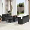 9-Piece Modular Garden Sofa Set with Black Poly Rattan Cushions, 2-Seater Garden Sofa 3362219