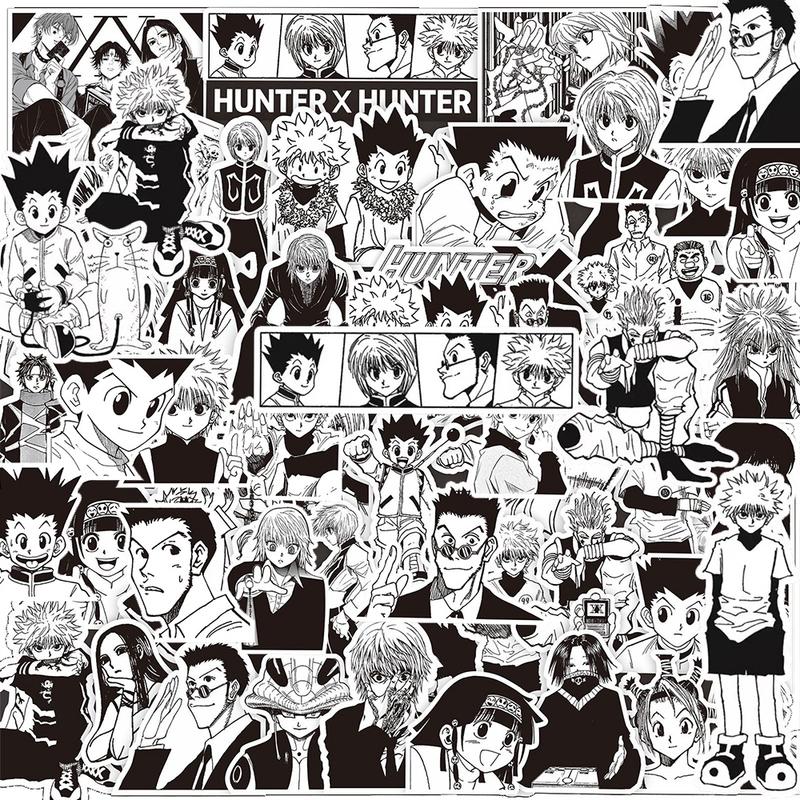 10/30/70 шт. Черно-белые аниме-наклейки Hunter×Hunter Крутые граффити-наклейки для телефона, чемодана, ноутбука, детские наклейки для творчества, игрушки