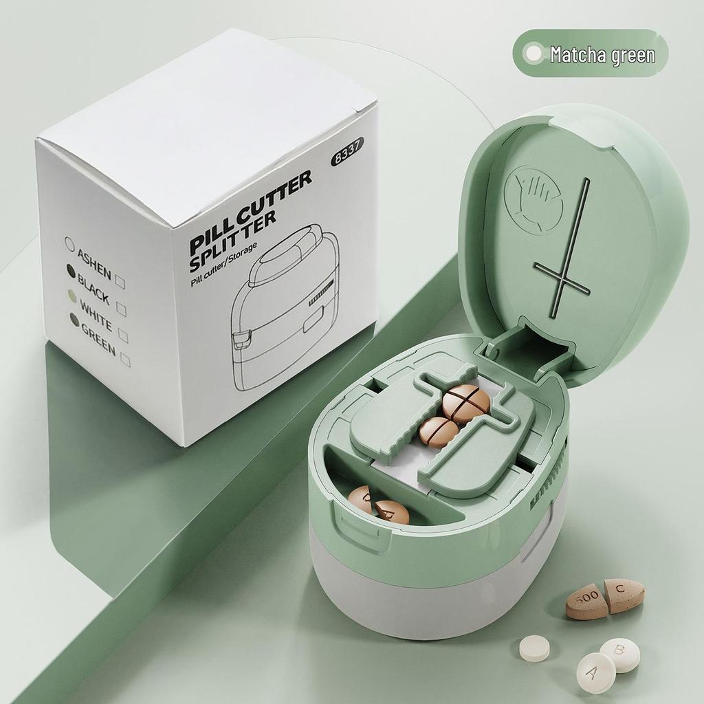 Portable Multi-functional Pill Cutter & Dispenser: 4-in-1 Medicine Storage and Splitter Tool