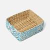 Baskets | Cane or Bamboo Basket | Wicker Basket As Gift Hamper Basket | Rattan Wardrobe Basket (Rectangular, Blue)