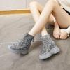 Women Platform Boots Sequins Thick Soled Short Boots Autumn Winter New Velvet Versatile High Top Cotton Shoes Women's Fashion