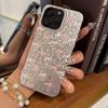 Pink Bows Case for iphone 14 Air XR 16 Plus 17 Pro 13 15 XS Max 11 18 Pro Max 12 Silver Crushed Foil Cover
