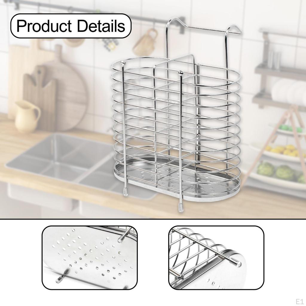 Chopsticks Holder Utensil Organizer for Forks Spoons Metal Cutlery Drainer Basket Tableware Storage