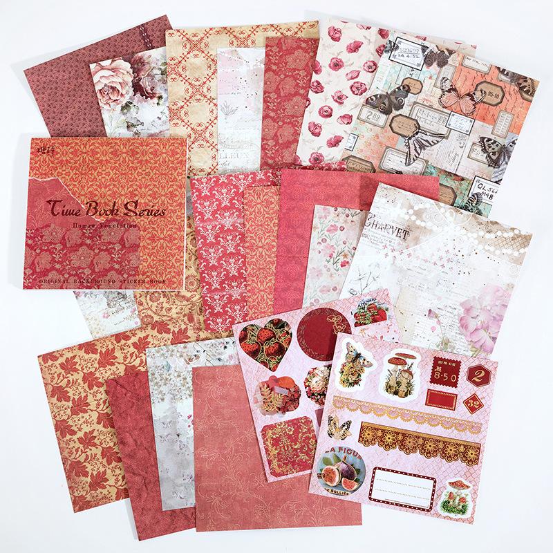 JIANWU 20Pcs Vintage Journal Background Decoration Sticker Book Literary Art Fresh DIY Scrapbooking Material Stickers Stationery