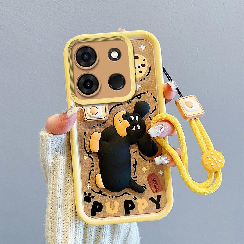 KEYSION Shockproof Case for TECNO Spark Go 2023 with Lanyard Silicone Cute 3D Cartoon Doll Phone Cover for TECNO Pop 7 Pro