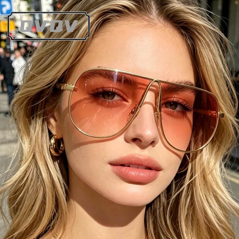 Унисекс Авиаторы с Высококачественными Градиентными Линзами Модные Большие Солнцезащитные Очки для Мужчин Женщин Металлическая Одномостовая Оправа