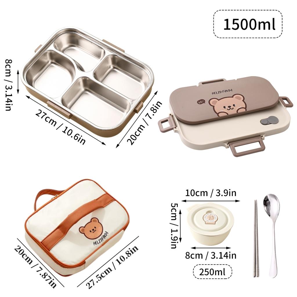 4/5 Grids 304 Stainless Steel Bento Lunch Box With Tableware Microwave Safe Children Portable Sealed Fruit Salad Food Container