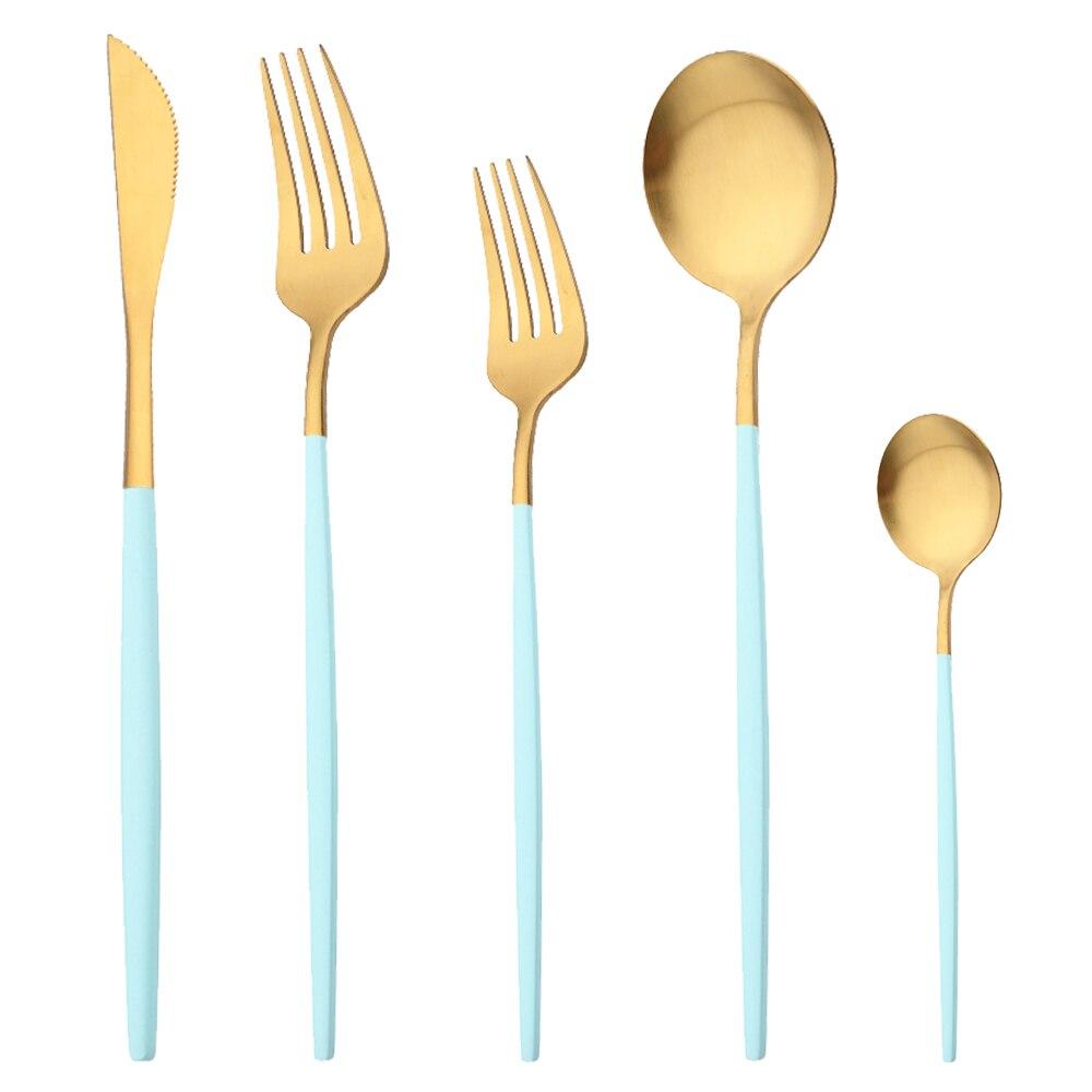 Матовая посуда из нержавеющей стали, набор столовых приборов из розового золота, нож, десертная вилка, чайная ложка, набор столовых приборов, кухонное серебро, посуда