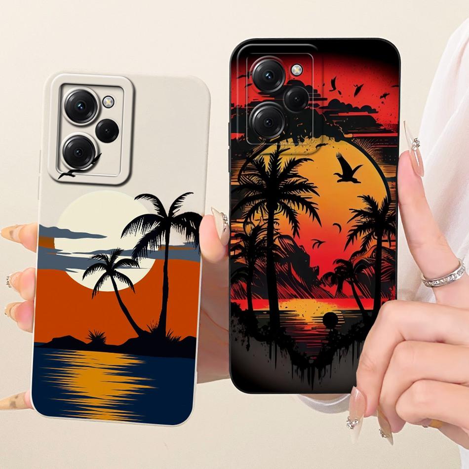For Xiaomi Poco X5 Pro 5G PocoX5 Fashion Dusk Beach Painting Phone Case For Poco X 5 X5Pro Soft Silicone Covers Bumpers