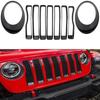ABS Gloss Black Front Mesh Grille+Headlight Trim Cover  For Jeep Wrangler JL 2018  Accessories