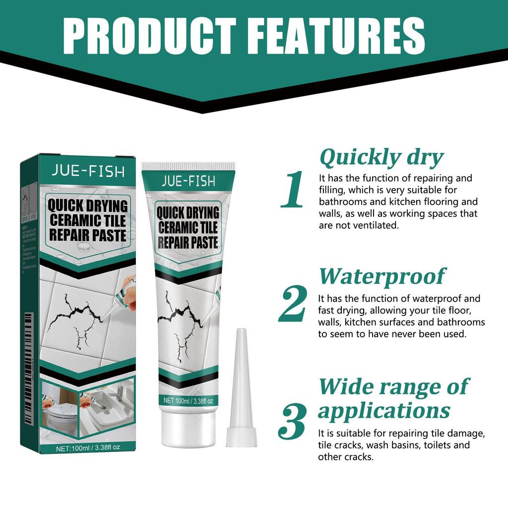 100 мл Паста для ремонта плитки Ремонт трещин Плитка Быстросохнущий клей Мрамор Ванна Мебель Туалет