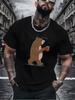 Unisex Crew Neck Tee Bear Coffee Cup Cartoon Print Short Sleeve Oversized Male Daily Casual Soft Breathable Basic Loose Wear Top