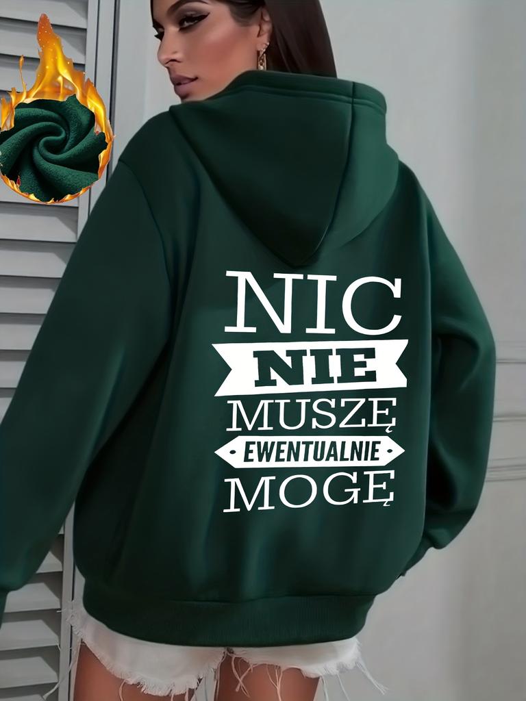 Polish language declaration Ladies Fashion Casual Sports Hoodie with Back Print sweatshirt clothes hoodies winter clothes women