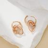 New Trendy  Rose Gold Hoop Earrings For Women Natural Zircon Geometry Pendant Vintage Bride Wedding Daily Jewelry