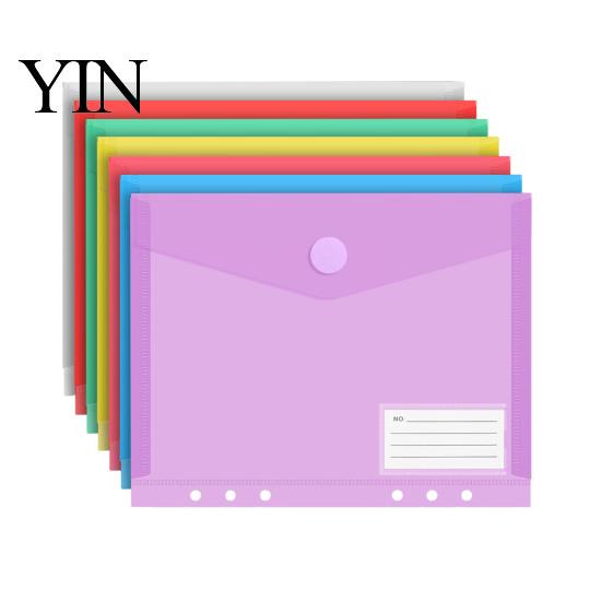 Data Retrieval Organizer Plastic File Folder with Label Pocket, Hook And Loop Closure Clear Student Set Poly Envelope Document Folder, A4/A5/A6