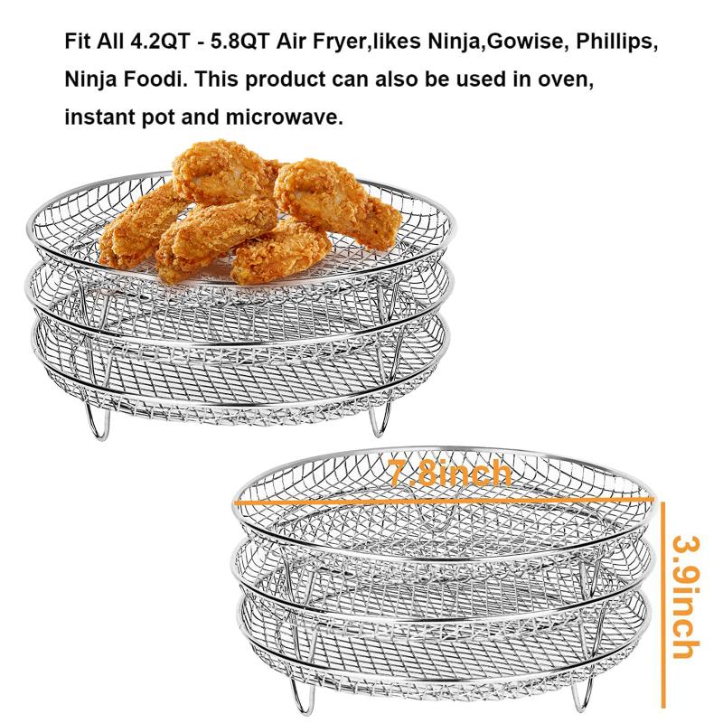 3-слойная стойка для обезвоживания фритюрницы, штабелируемая, экономящая пространство, нержавеющая сталь 304 для скороварок