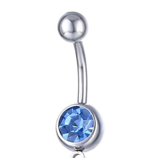 1Pc Navel Nail Sexy Piercing Shiny Rhinestones Non-allergic Decorative Gift Dolphin Pendant Belly Button Ring Body Jewelry for Daily Wear