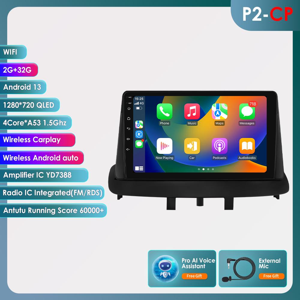 OSSURET 4G 9" Android 12 автомобильное радио GPS для Renault Megane 3 Fluence 2008 - 2014 Samsung SM3 2Din Carplay авто стерео головное устройство интеллектуальная навигация