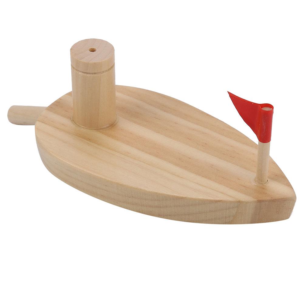 Balloon Powered Wooden Boat Cartoon Children Water Playing Bathing Toys
