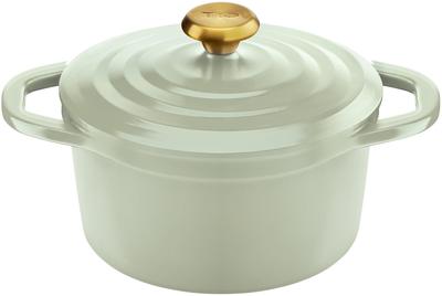 Кастрюля-кокот Tefal 24 см, с двумя ручками, для приготовления без воды, легкая, совместима с индукционными и газовыми плитами, "Castline Air Cocotte шалфейно-зеленая" E26746