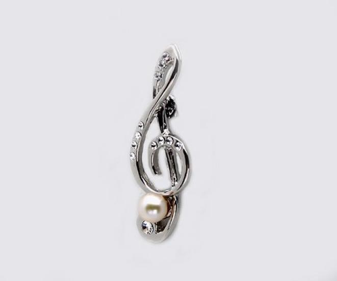 Akoya Pearl Pin Treble Clef Pearl Brooch [enyapearl] Brooch, ABR227,