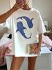 Blue Whale SharkSimple Printing Top Women New Summer Tops Comfortable O-Neck Tee Fashion Casual Daily Women Clothes Popular Tee
