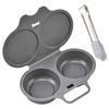 Dual Cup Microwave Egg Poacher Food Grade PP Non-Stick Steamer with Lid And Tongs Easy to Store Home Deco