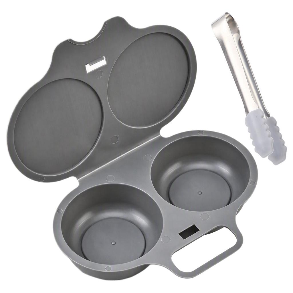 Dual Cup Microwave Egg Poacher Food Grade PP Non-Stick Steamer with Lid And Tongs Easy to Store Home Deco