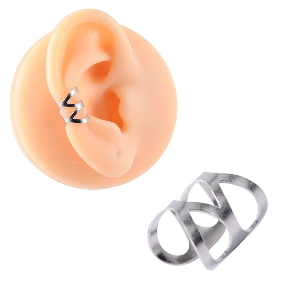 Серьги-клипсы из хирургической стали, 1 шт., серьги-клипсы для ушей, хрящевой раковины, манжеты, регулируемый размер, обруч для носа, непрокалывающее кольцо для губ, поддельные ювелирные изделия
