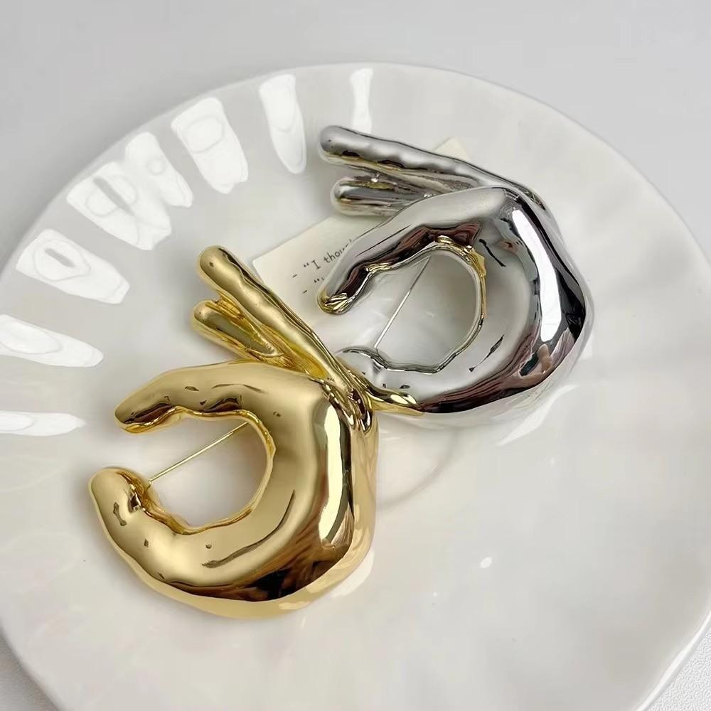 Hand Gesture OK Gesture Brooches Large Suit Lapel Pin Personalized Clothes Badge Women Men