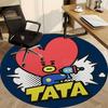 1 шт. Коврик для офиса BT21 с персонажем Tata, круглый - Идеально подходит для декора офиса или кабинета, можно стирать в машине, нескользящая основа, декоративный коврик для пола