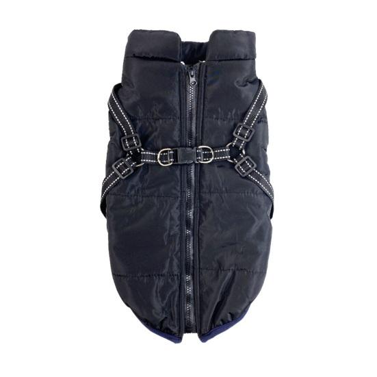 Зимнее пальто для собак, ветрозащитная куртка для собак, теплая термоодежда для домашних животных со шлейкой, одежда для прогулок с собакой в холодную погоду