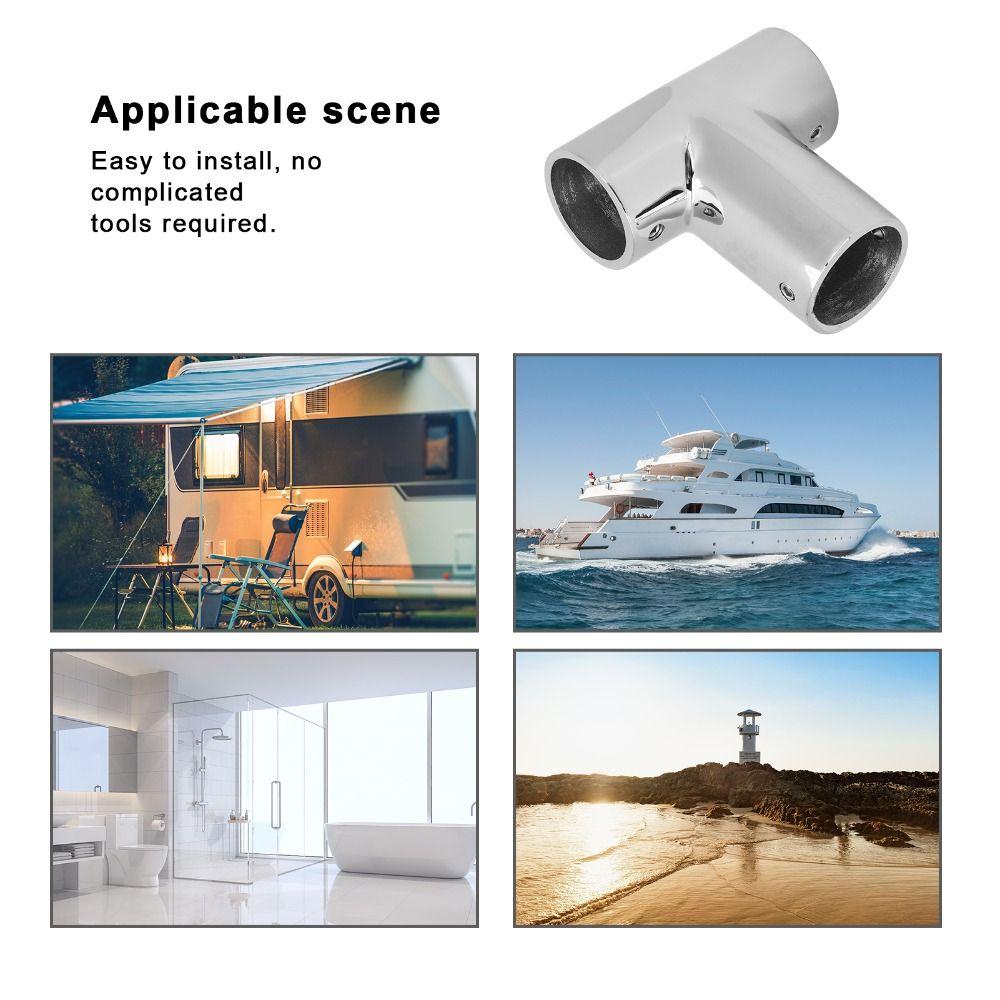 Polished Boat Handrail Tee Marine Pipe Connectors Marine Yacht Boat Deck Railing