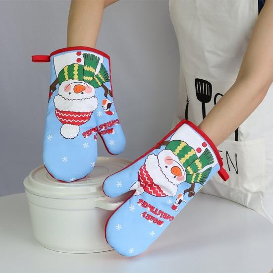 Рождественские утепленные перчатки, термоприхватки для выпечки, дизайн с петлей для подвешивания, термостойкие кухонные перчатки для приготовления пищи, выпечки и гриля