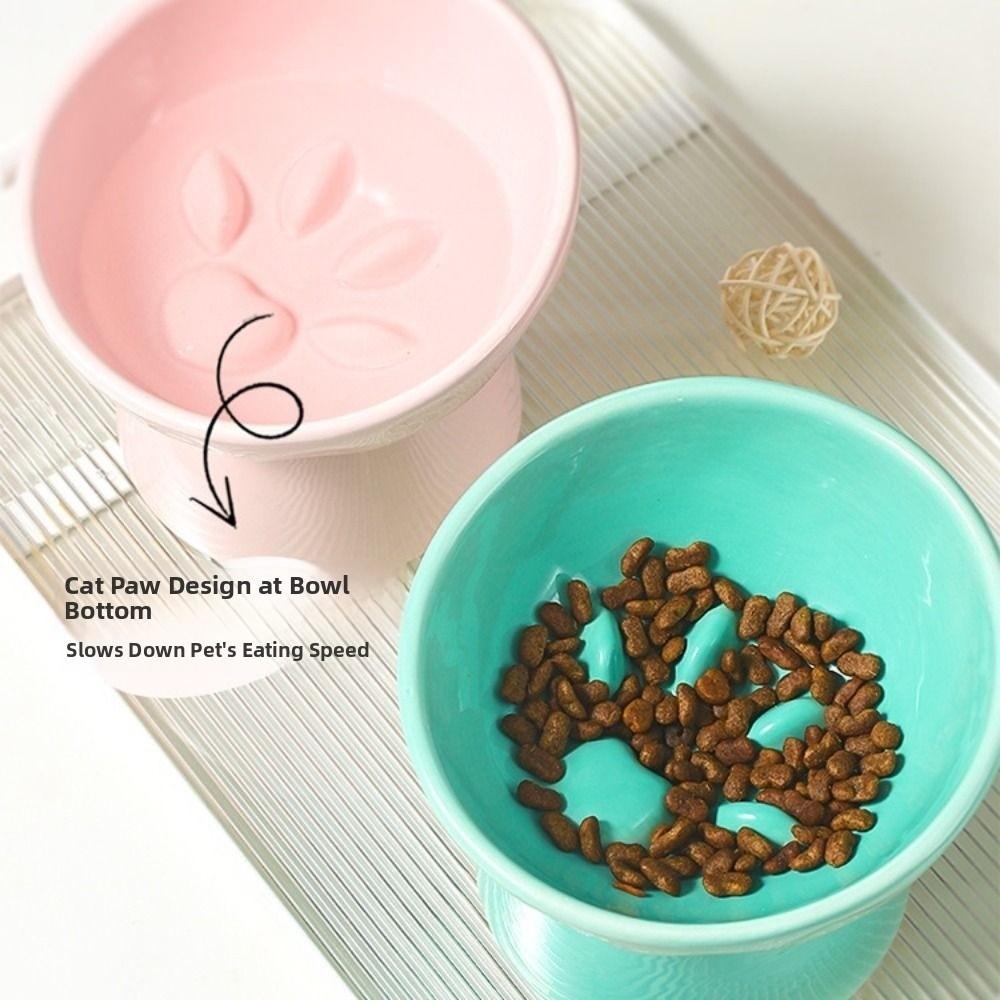 Multi-use Pet High Foot Bowl Slanted Mouth Dog Feeding Basin Cat Slow Food Bowl  Kitten Puppy