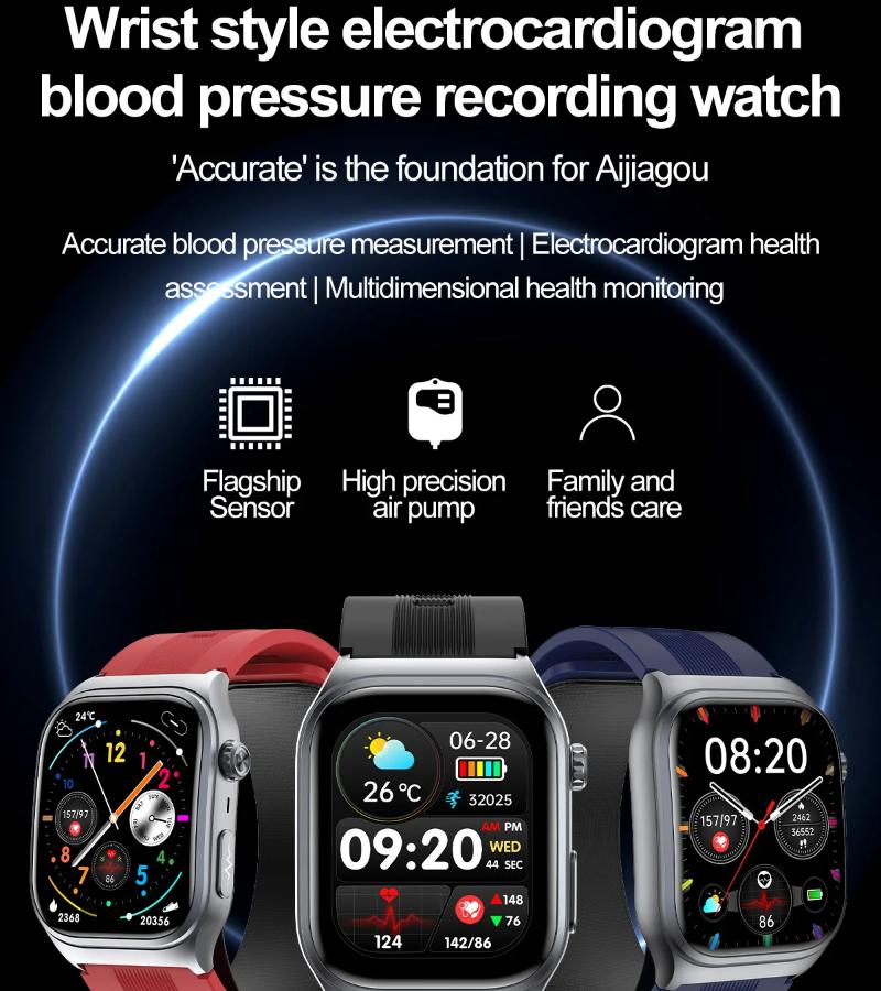 2025 New Sapphire Glass Air Pump Airbag Test Three High Smart Watches Men ECG Heart Rate Blood Pressure Health Tracker Smartwatch