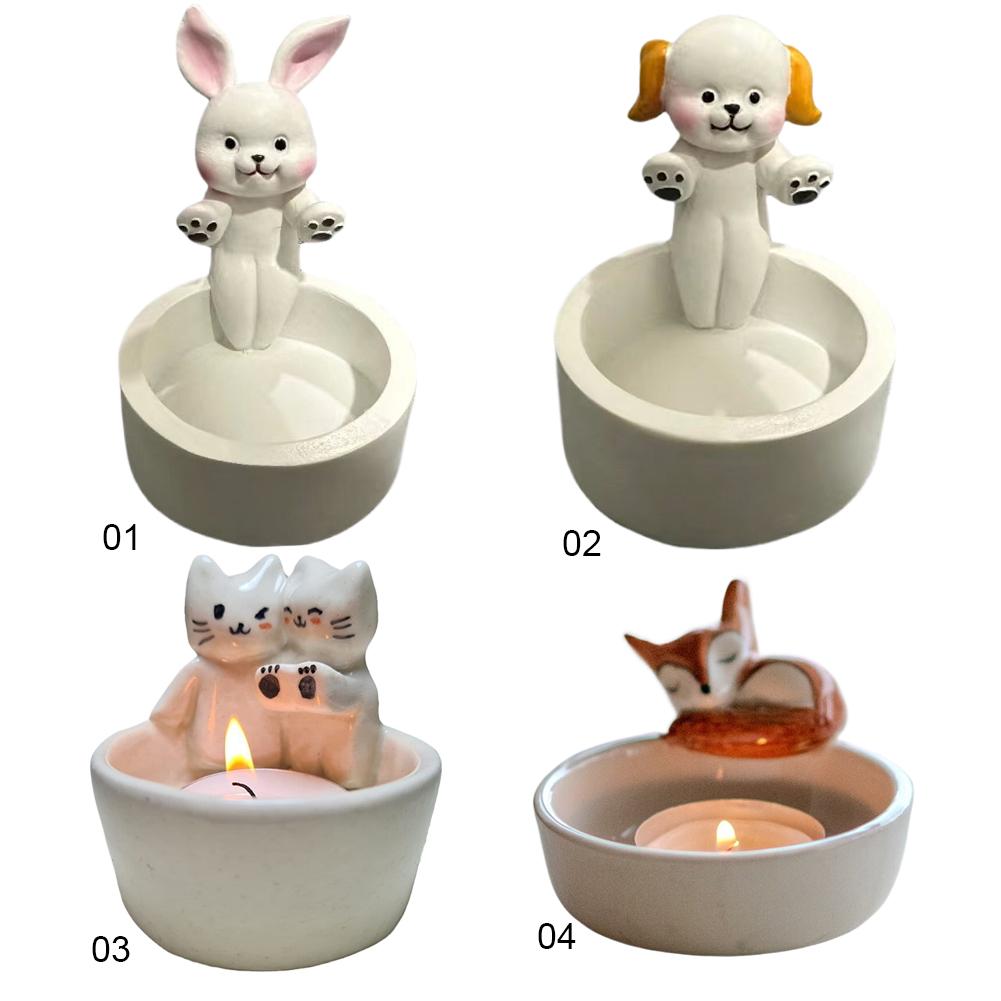 Cat/Dog/Rabbit/Fox Aromatherapy Holder Warming Paws Scented Light Holder Cute Candlestick Lamp Holder Cartoon for Home Decor