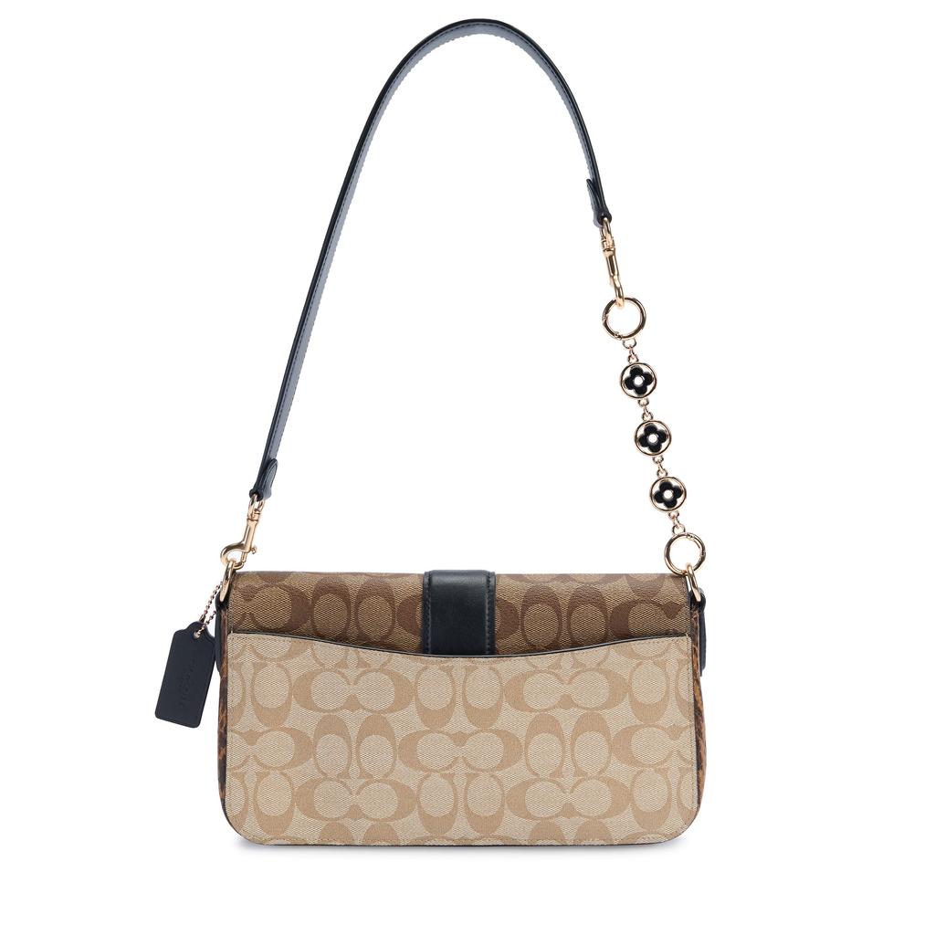 COACH Coated Canvas Shoulder Bag Large Women's Black & Khaki 5509-IMRKY(team956- )