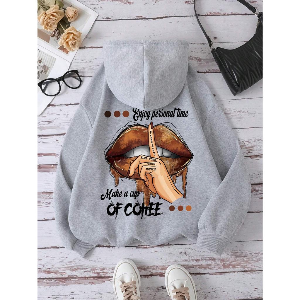 Make A Cup Of Coffee Dirty Little Secret Printing Sweatshirt Womens Soft Hooded Warm Fleece Hoodies Oversize Streetwear