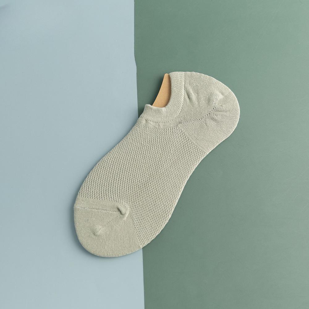 Мужские весенне-летние тонкие однотонные спортивные дышащие сетчатые носки-следки, которые не сползают