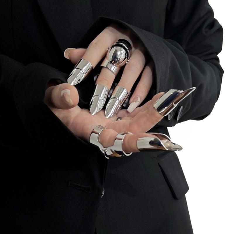 Корейское милое мультяшное кольцо-накладка на ноготь для женщин, золотые серебряные кольца, модное новое нишевое кольцо с открытым пальцем, создающее ощущение высокого класса