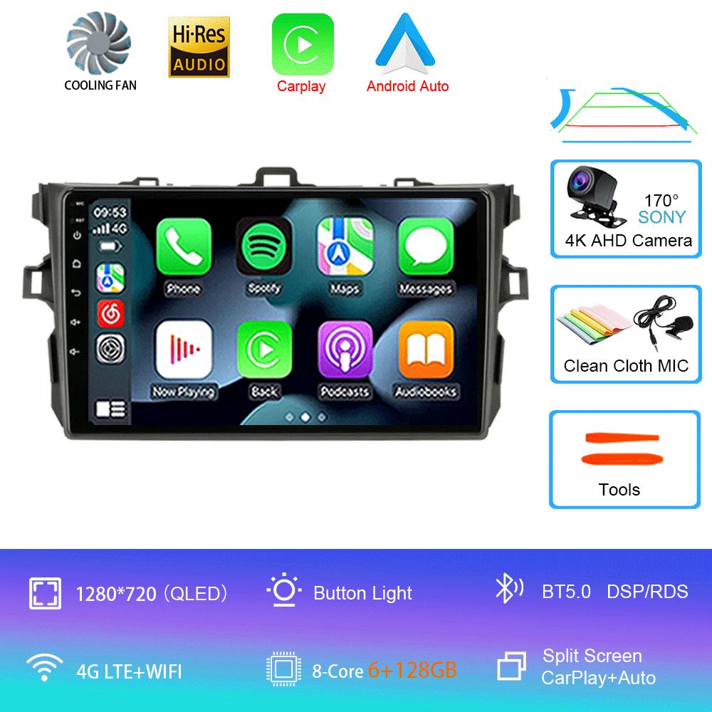 Android 14 Carplay 2din Car Radio For Toyota Corolla E140/150 2007 - 2013 4G GPS Multimedia video Player Stereo WIFI+4G